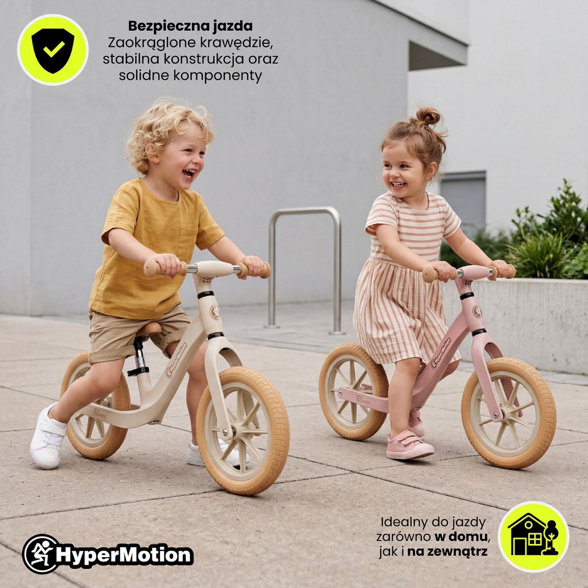 Rowerek biegowy dla dzieci HyperMotion Bloom 12 cali – Pudrowy Róż