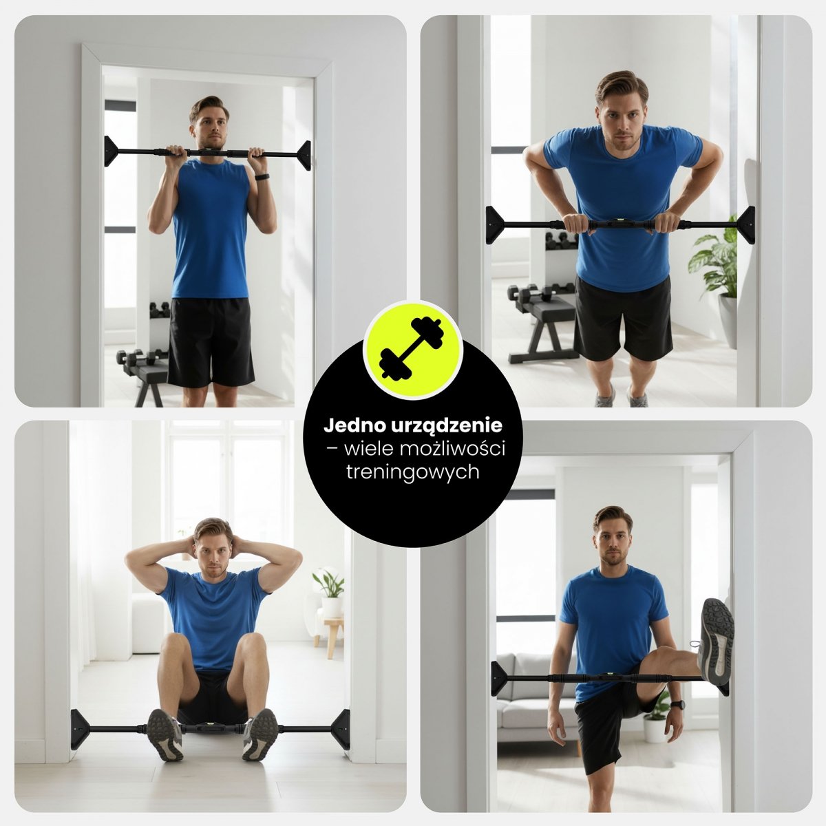 Drążek rozporowy do podciągania HyperMotion regulowany 70–100 cm, 200kg, czarny