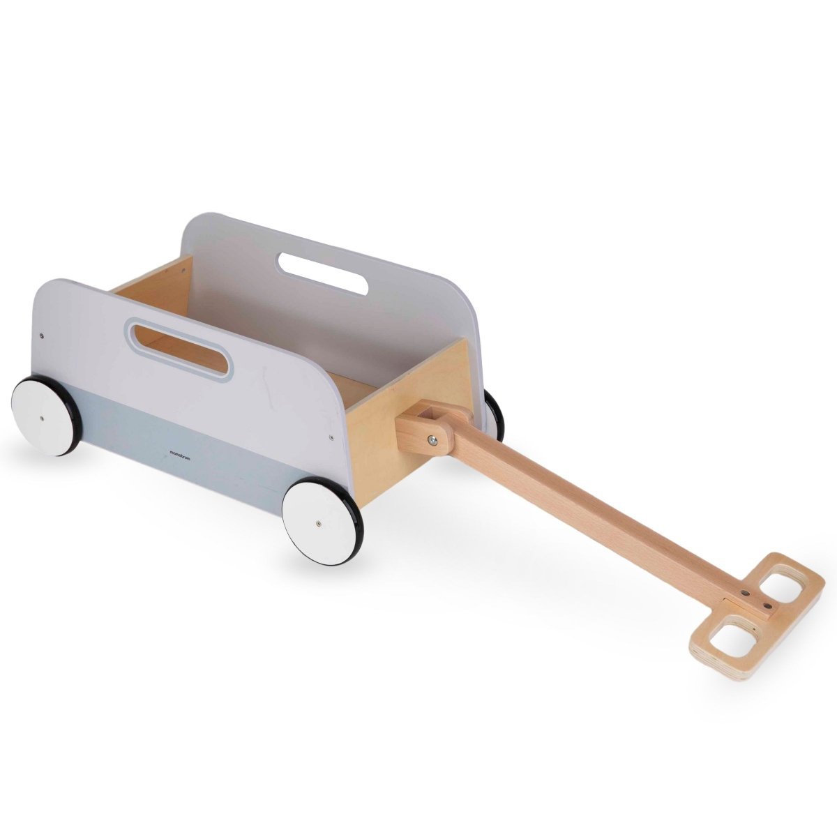 Drewniany wózek na zabawki - przyczepka do ciągnięcia