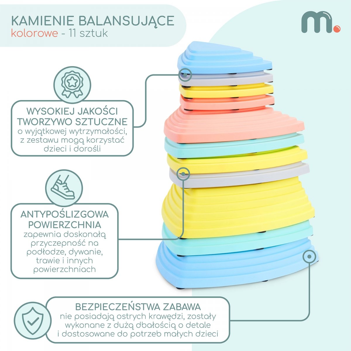 Kamienie balansujące kolorowe - 11 sztuk