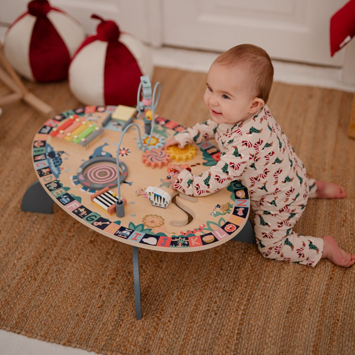 Drewniany stolik edukacyjny 7w1, muzyczny, sensoryczny