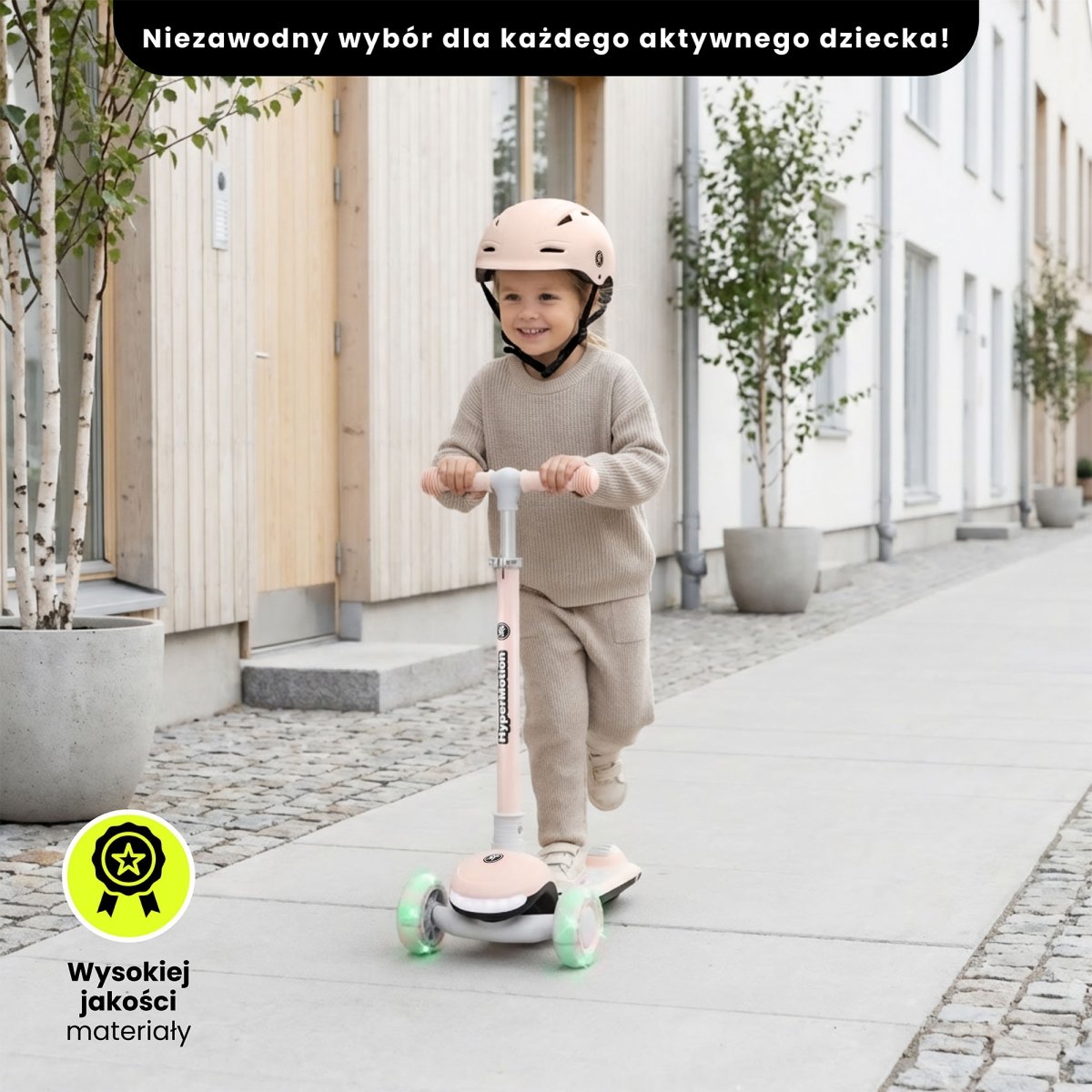 Kask dziecięcy na rower, hulajnogę HyperMotion rozmiar S (46-56 cm), kolor beżowy