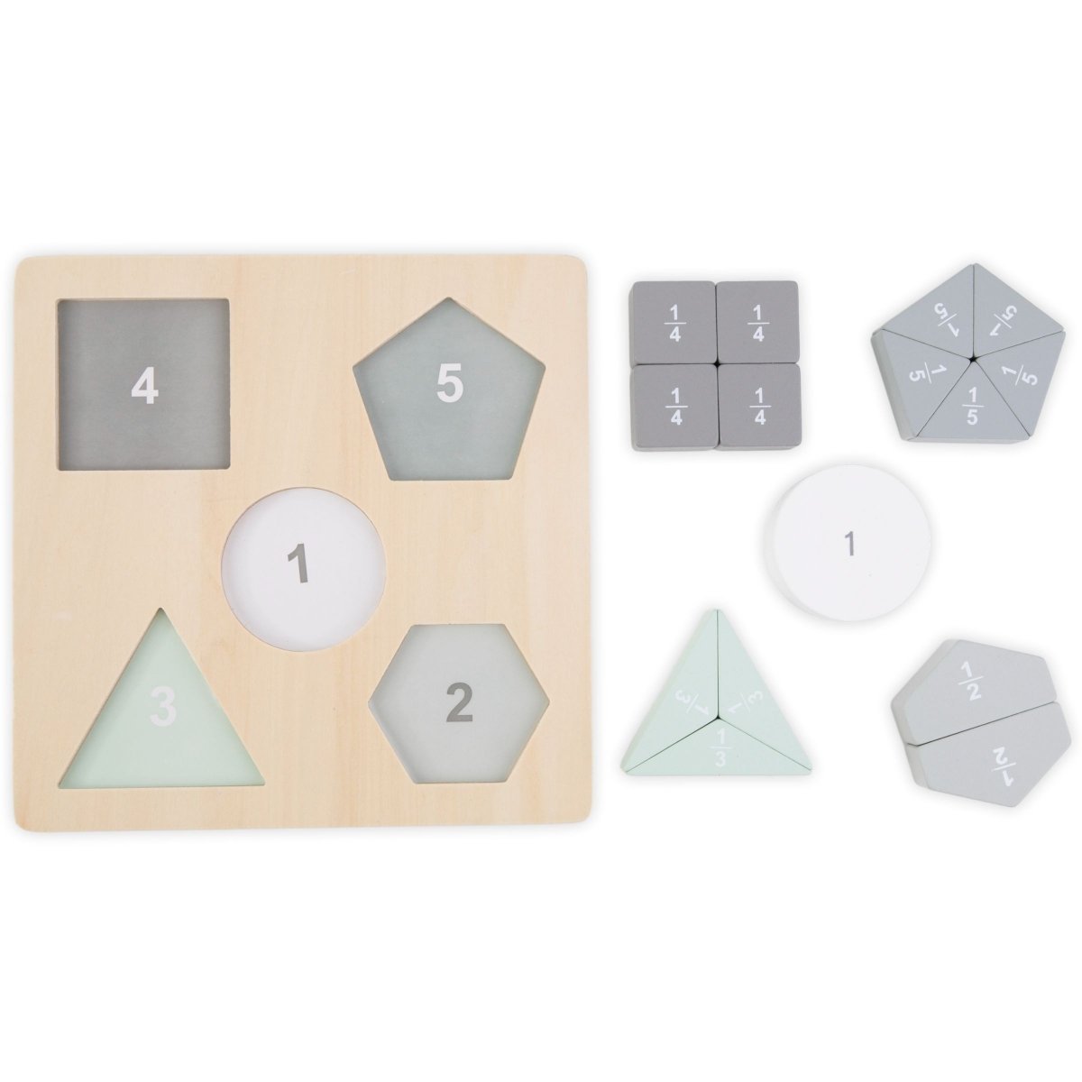 Drewniana układanka - Puzzle Montessori - Ułamki i figury geometryczne
