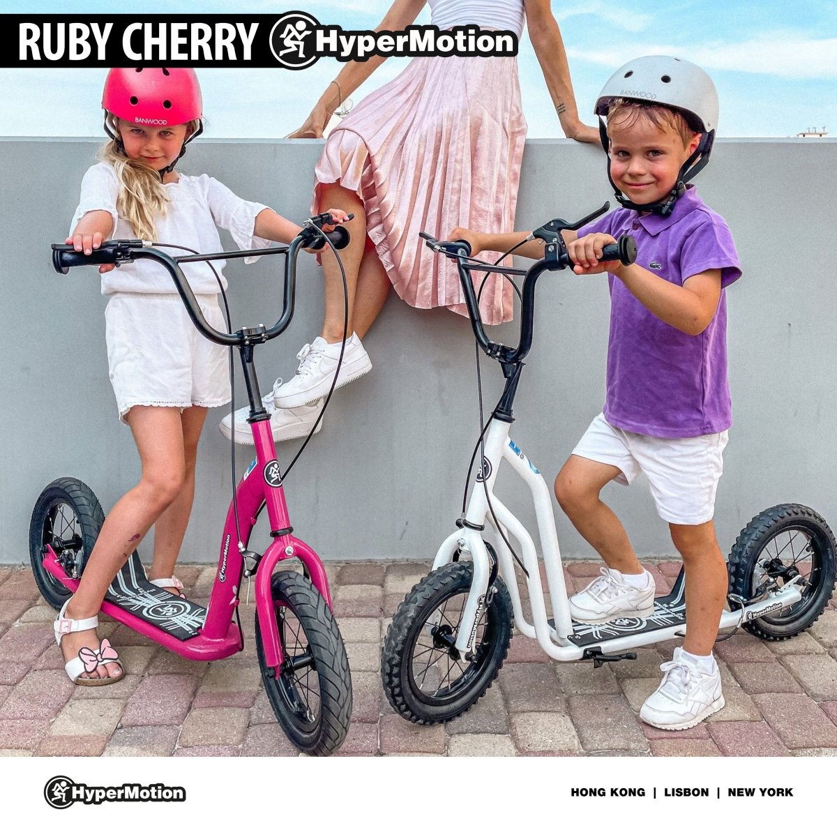 Hulajnoga Hypermotion RUBY 12 CHERRY (pompowane koła 30cm) - fuksja/magenta