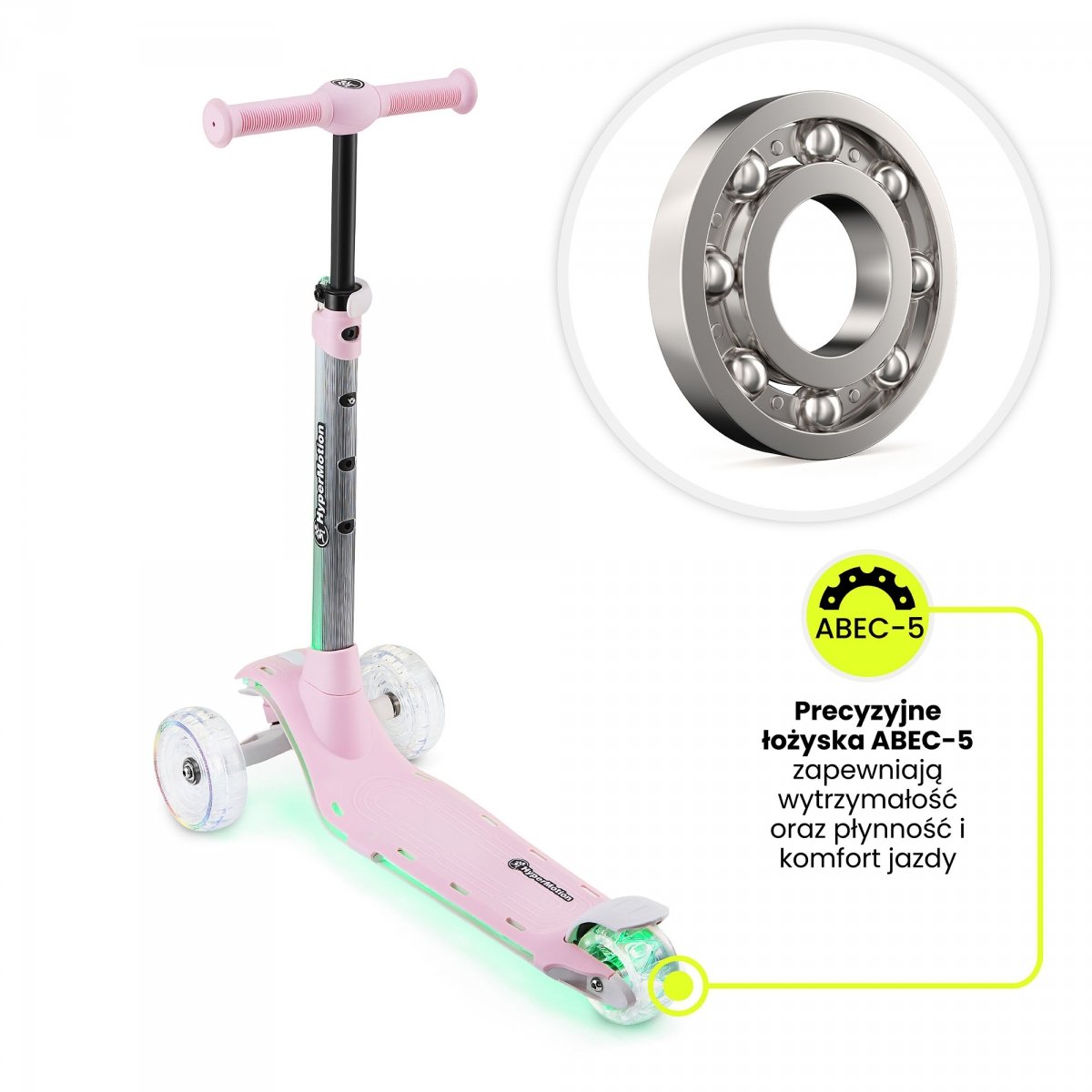 Hulajnoga balansowa HyperMotion BECKY - oświetlenie RGB LED, kolor różowy