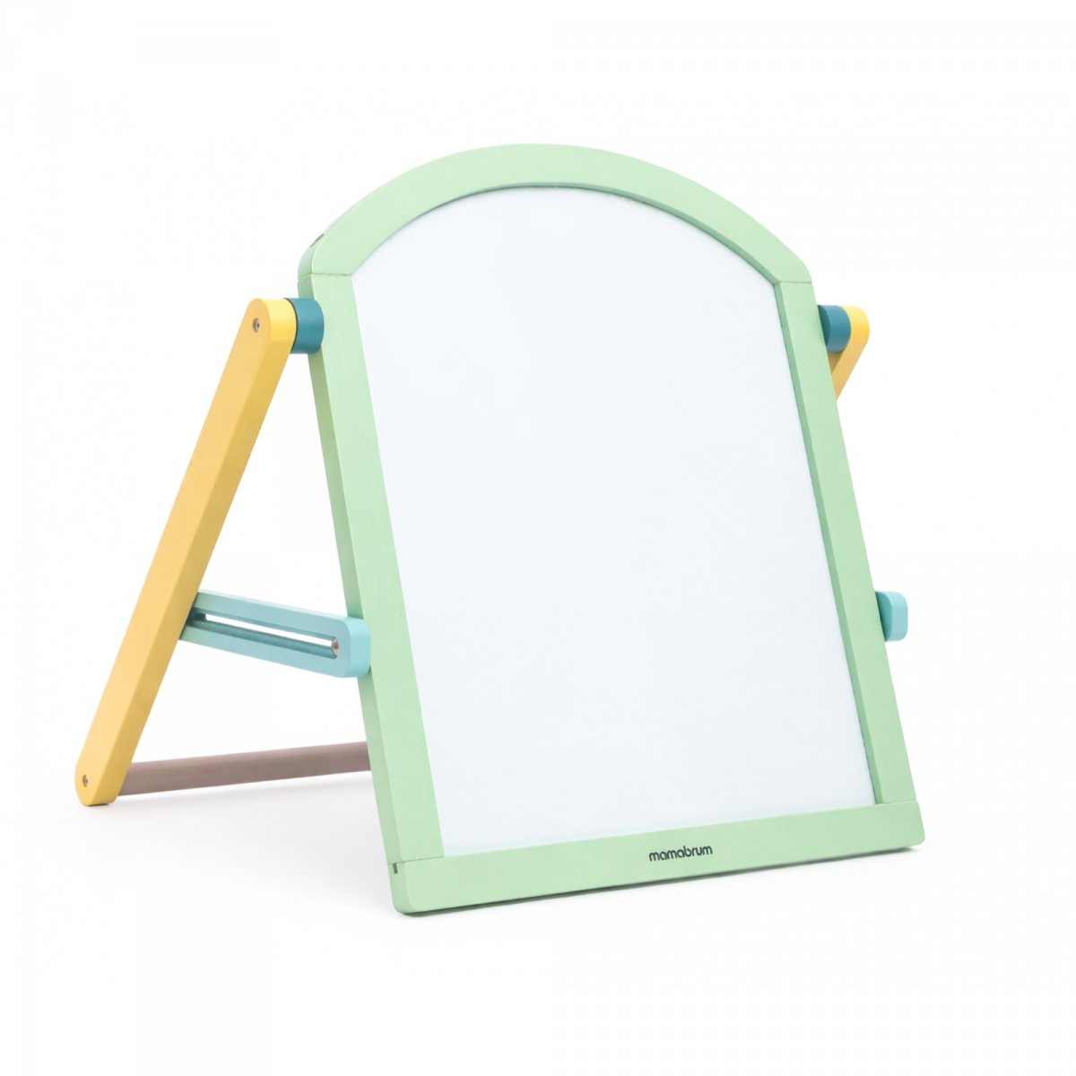 Drewniana tablica edukacyjna dla dzieci - dwustronna, magnetyczno-kredowa ze składanym stojakiem