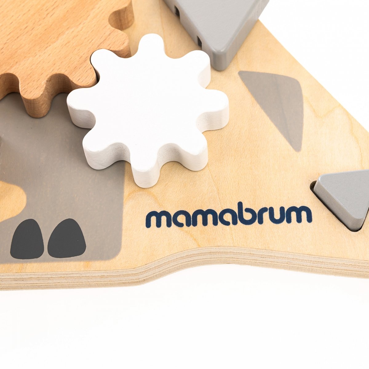 Drewniana tablica manipulacyjna Montessori 10 w 1 Sensoryczna, Edukacyjna - Dinozaur