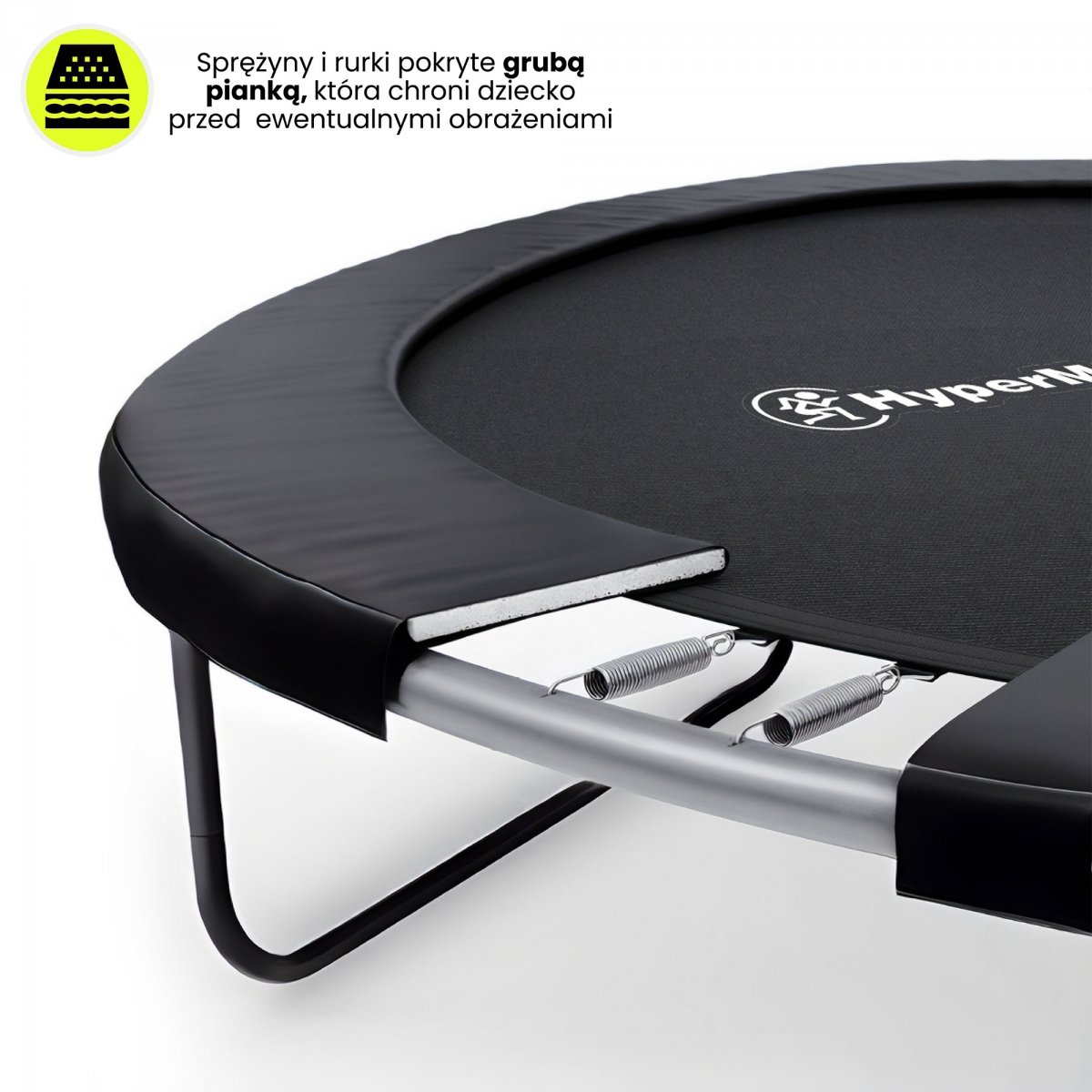 Trampolina ogrodowa XXXXL dla dzieci HyperMotion - 487 cm 16FT - z drabinką i siatką wewnętrzną - do domu i ogrodu - 150kg max