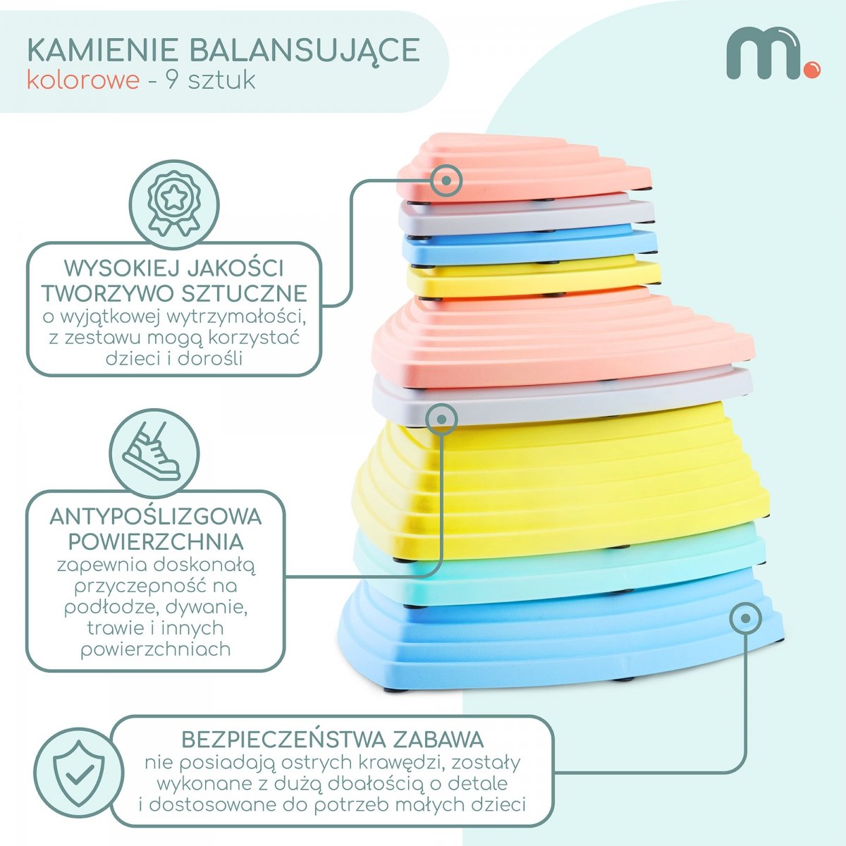 Kamienie balansujące kolorowe - 9 sztuk