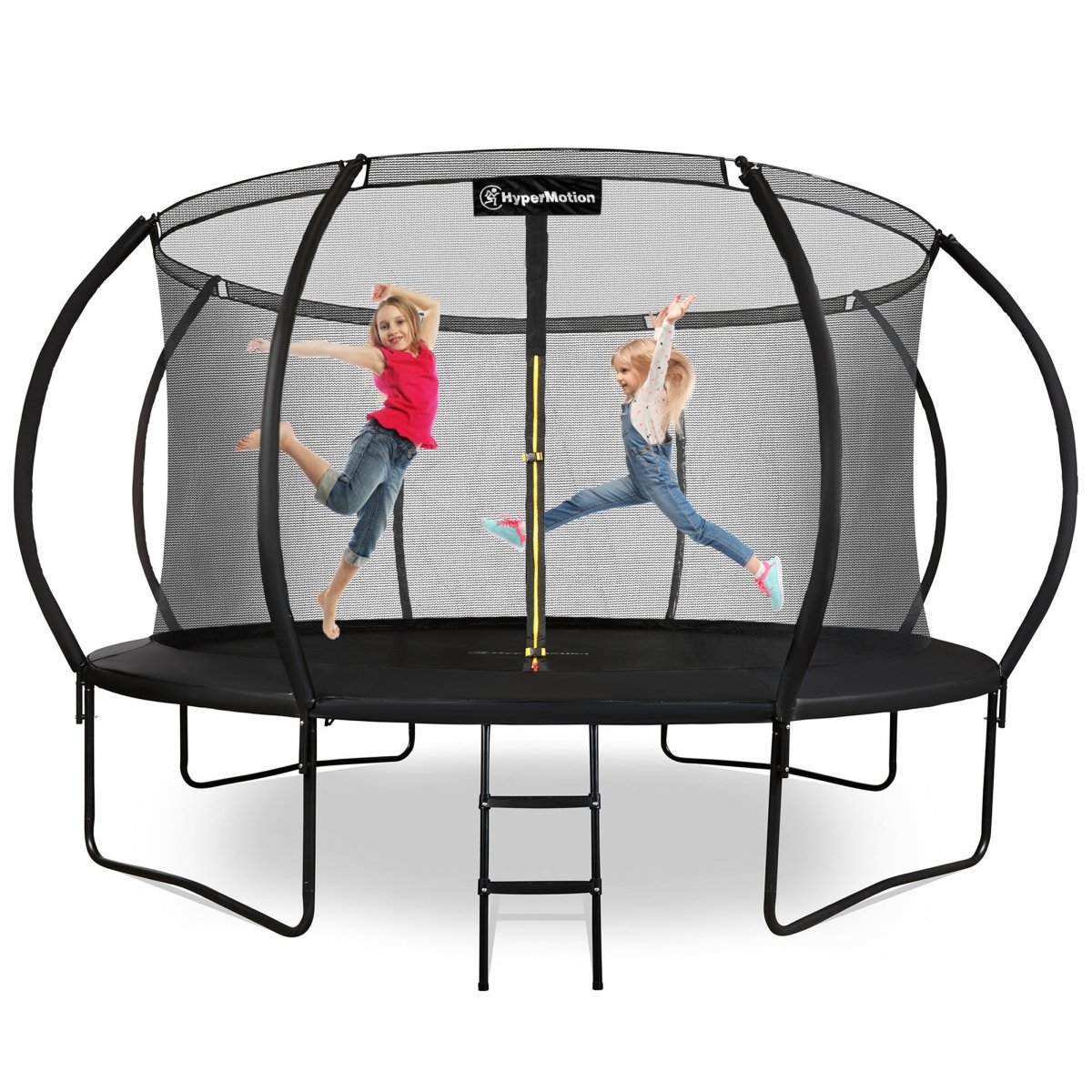 Trampolina ogrodowa XXXL dla dzieci HyperMotion - 430 cm 14FT - z drabinką i siatką wewnętrzną - do domu i ogrodu - 150kg max