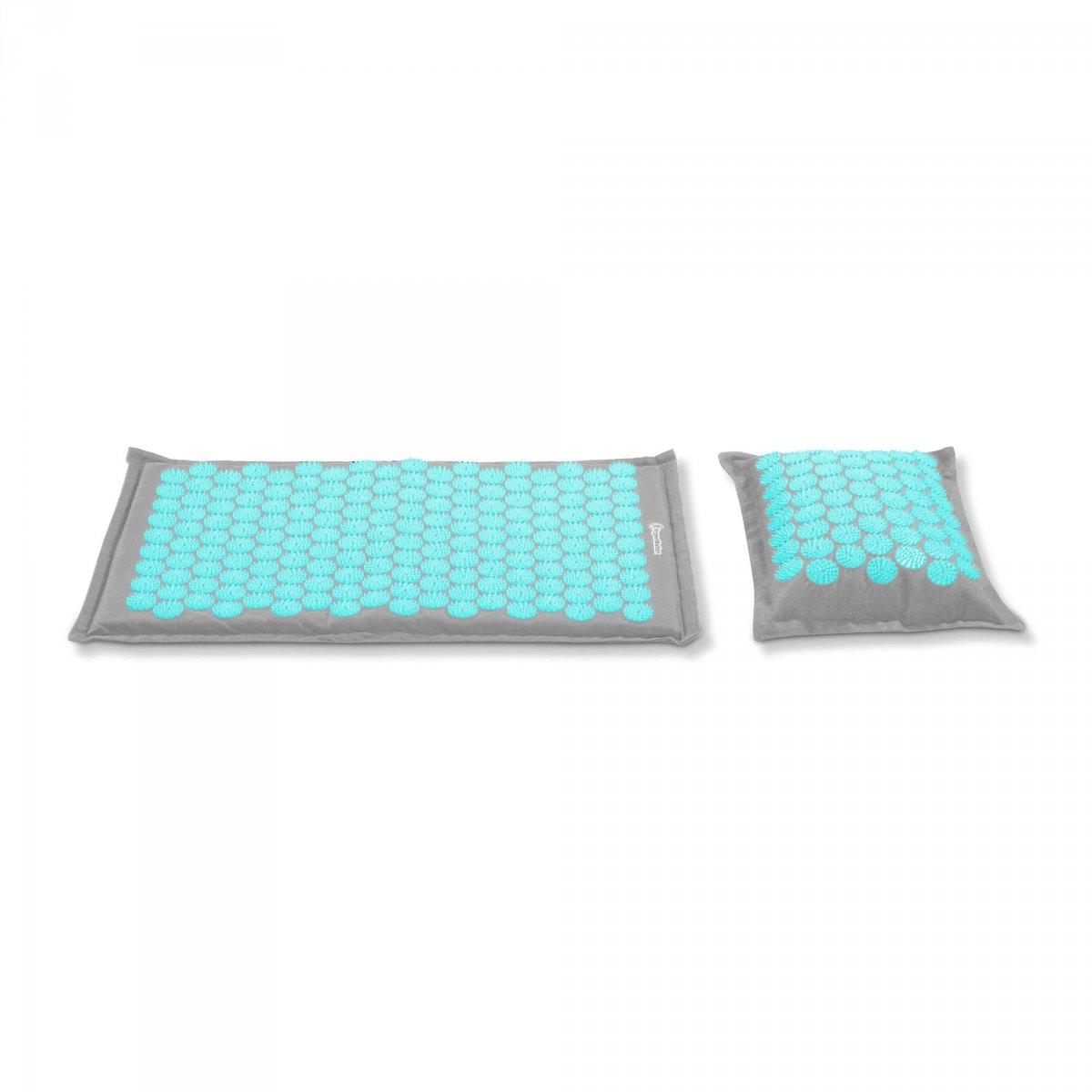 Mata do akupresury ECO lniana z włóknem kokosowym i poduszką z gryki – 68 cm HyperMotion szaro-miętowa