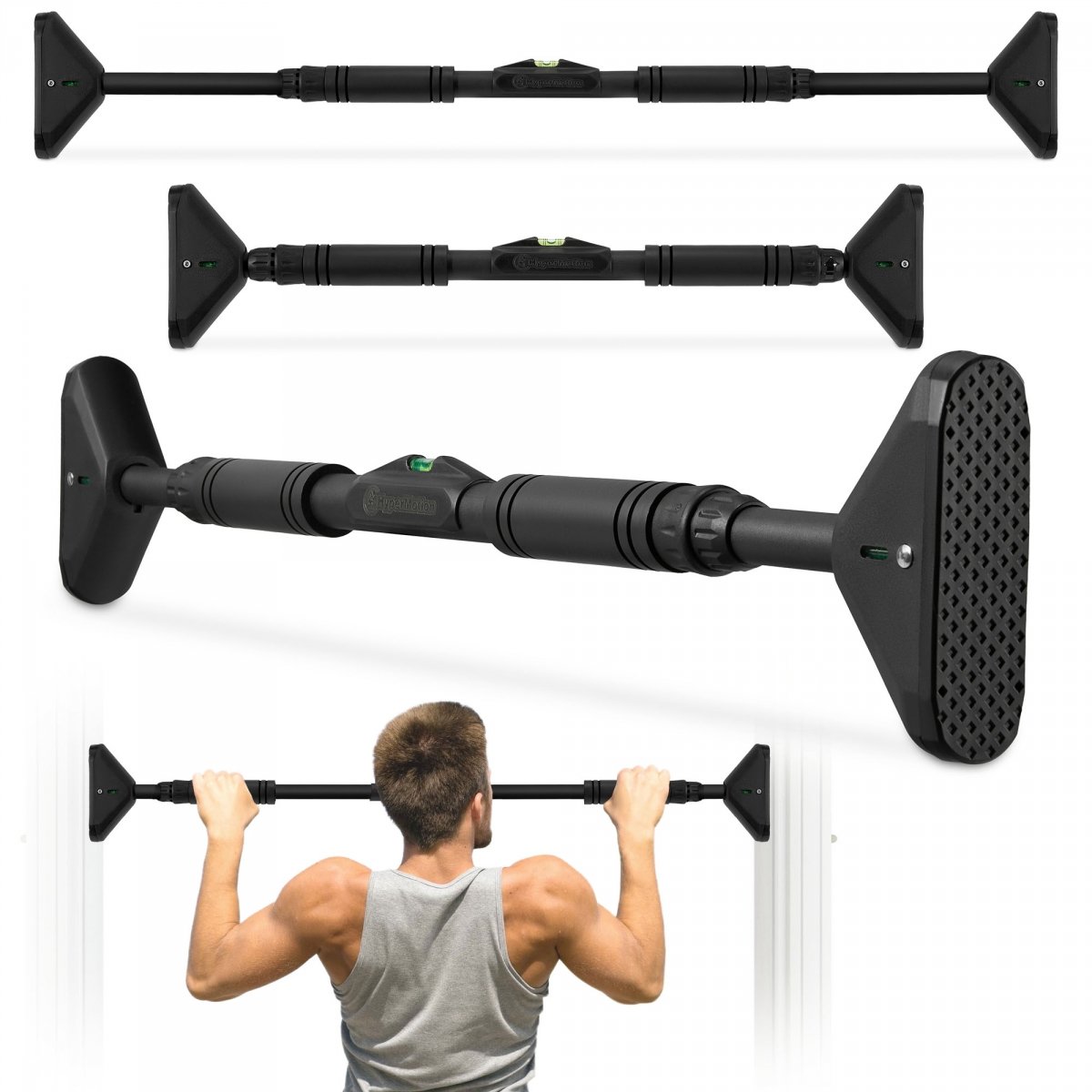 Drążek rozporowy do podciągania HyperMotion regulowany 70–100 cm, 200kg, czarny