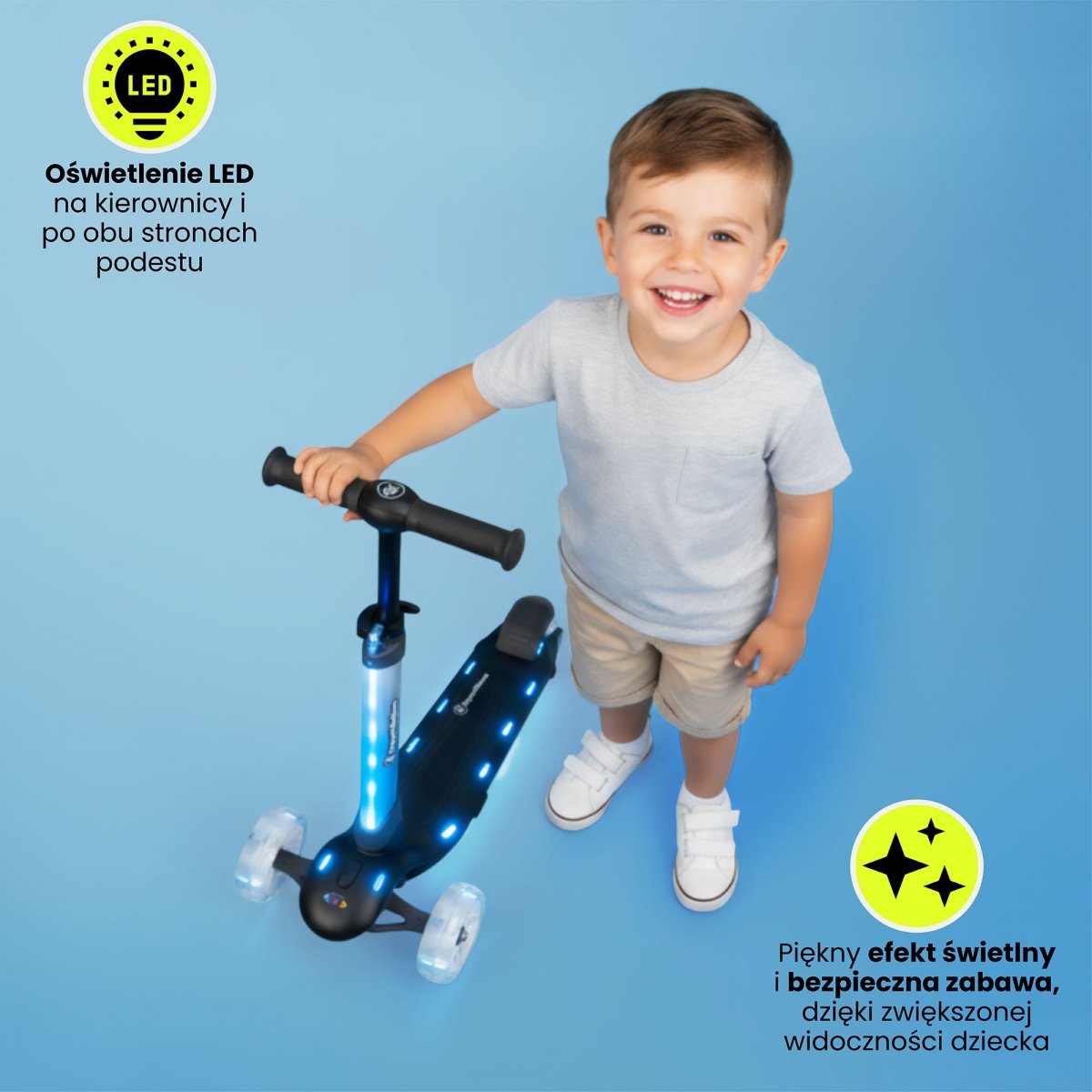 Hulajnoga balansowa HyperMotion BECKY - oświetlenie RGB LED, kolor czarny