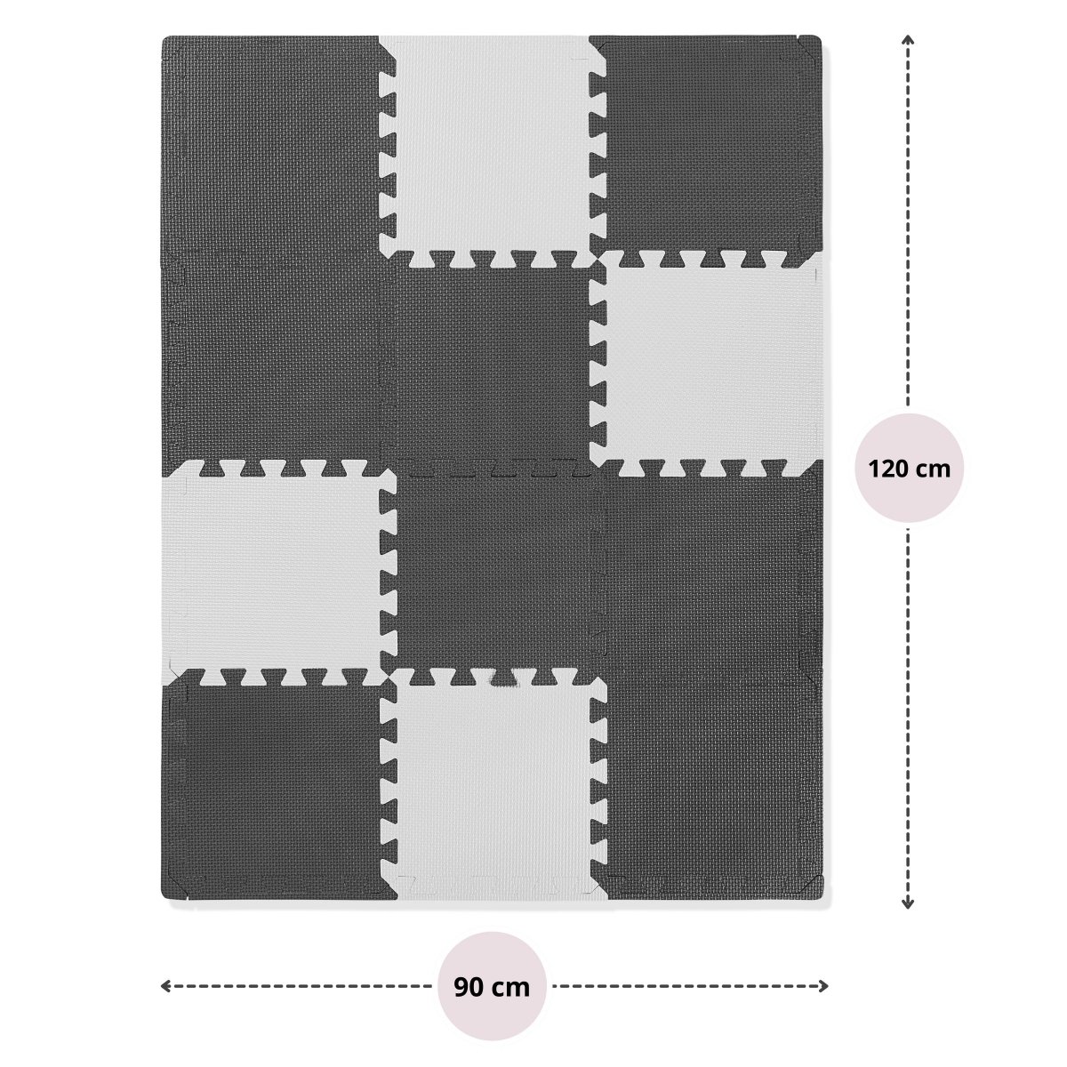 Piankowe puzzle 12szt. - piankowa mata edukacyjna 120 x 90 x 1.2cm z obrzeżem - szara