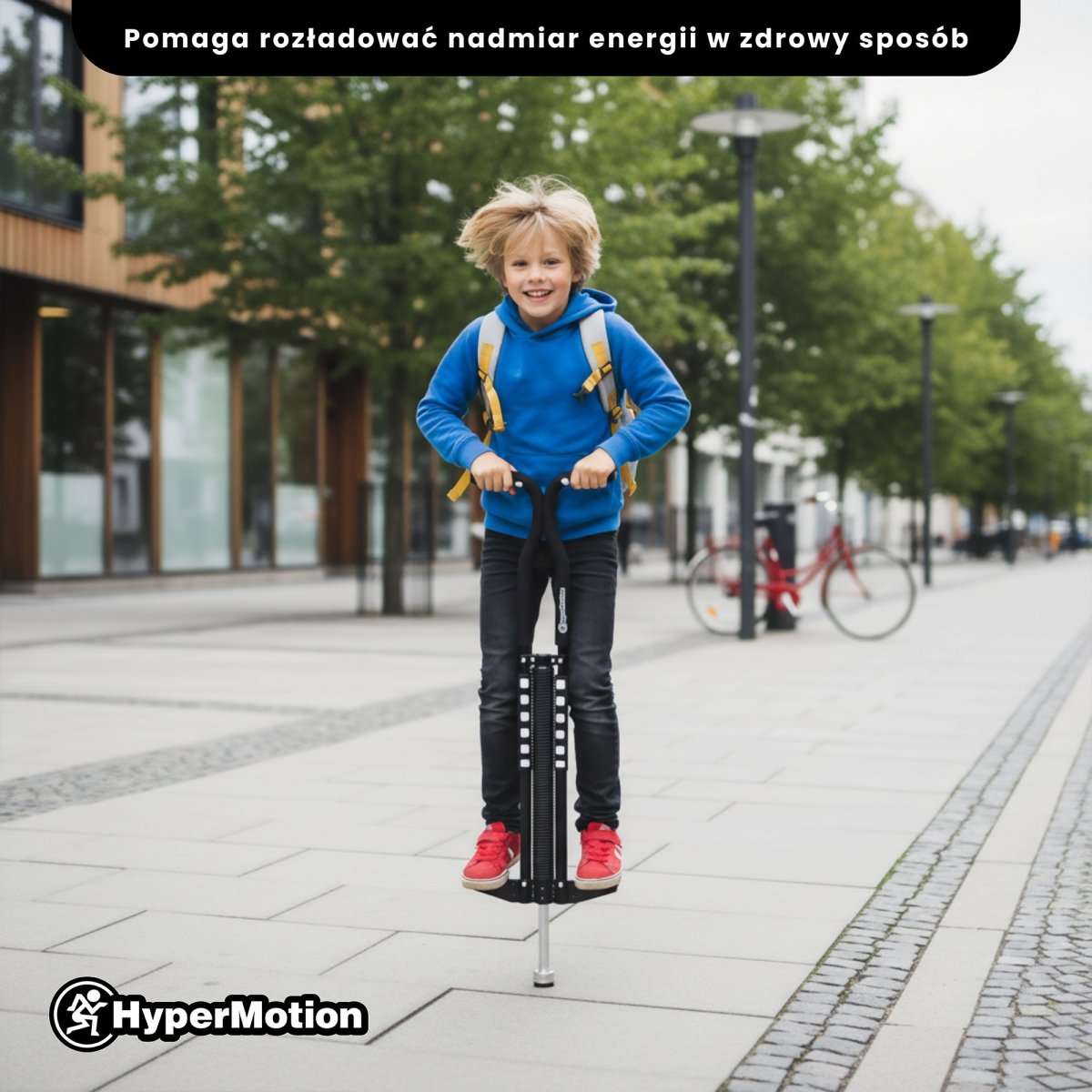 Skoczek sprężynowy typu POGO dla dzieci HyperMotion - kolor czarny