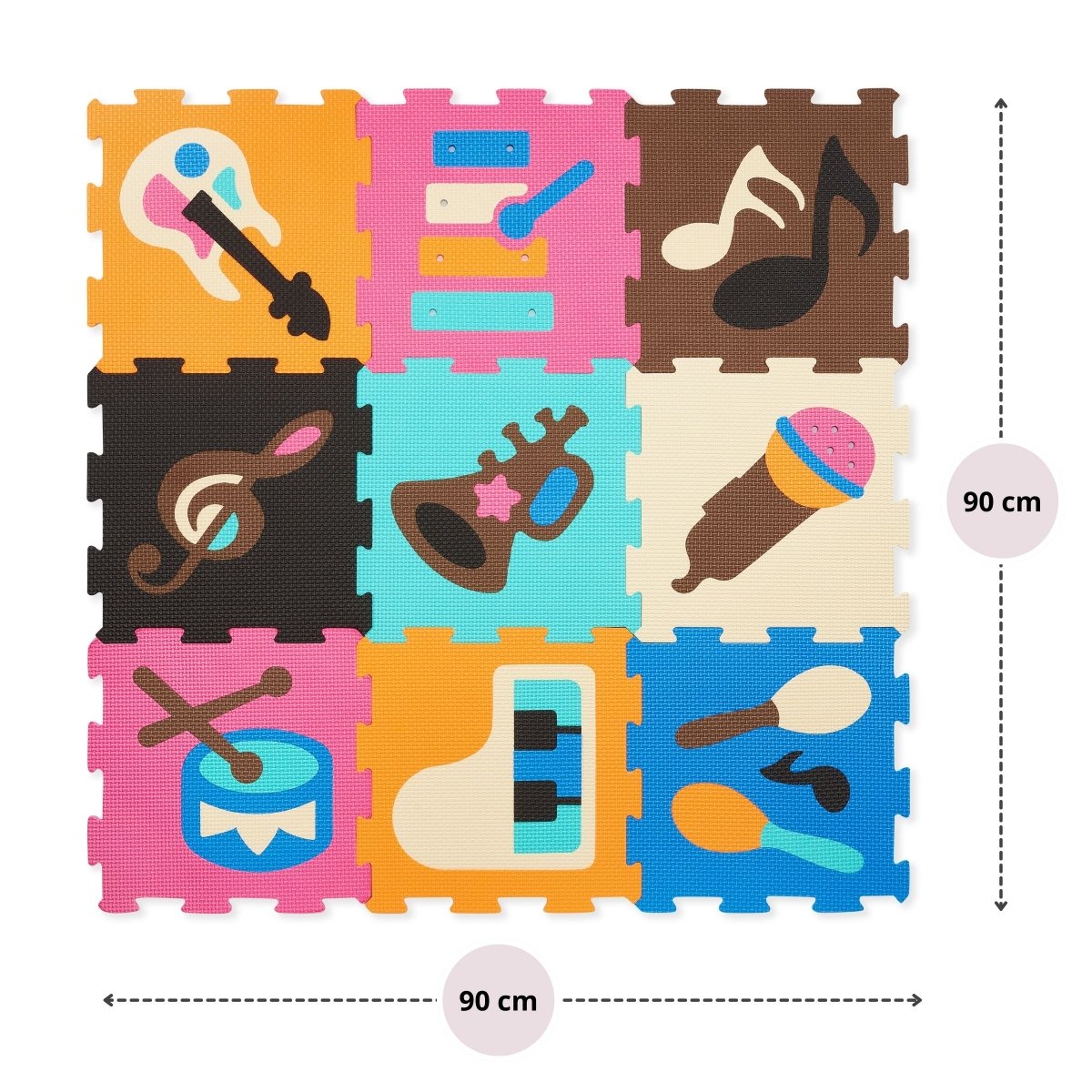 Mata edukacyjna piankowe puzzle 90 x 90 x 1cm - pianka EVA - wzór: instrumenty