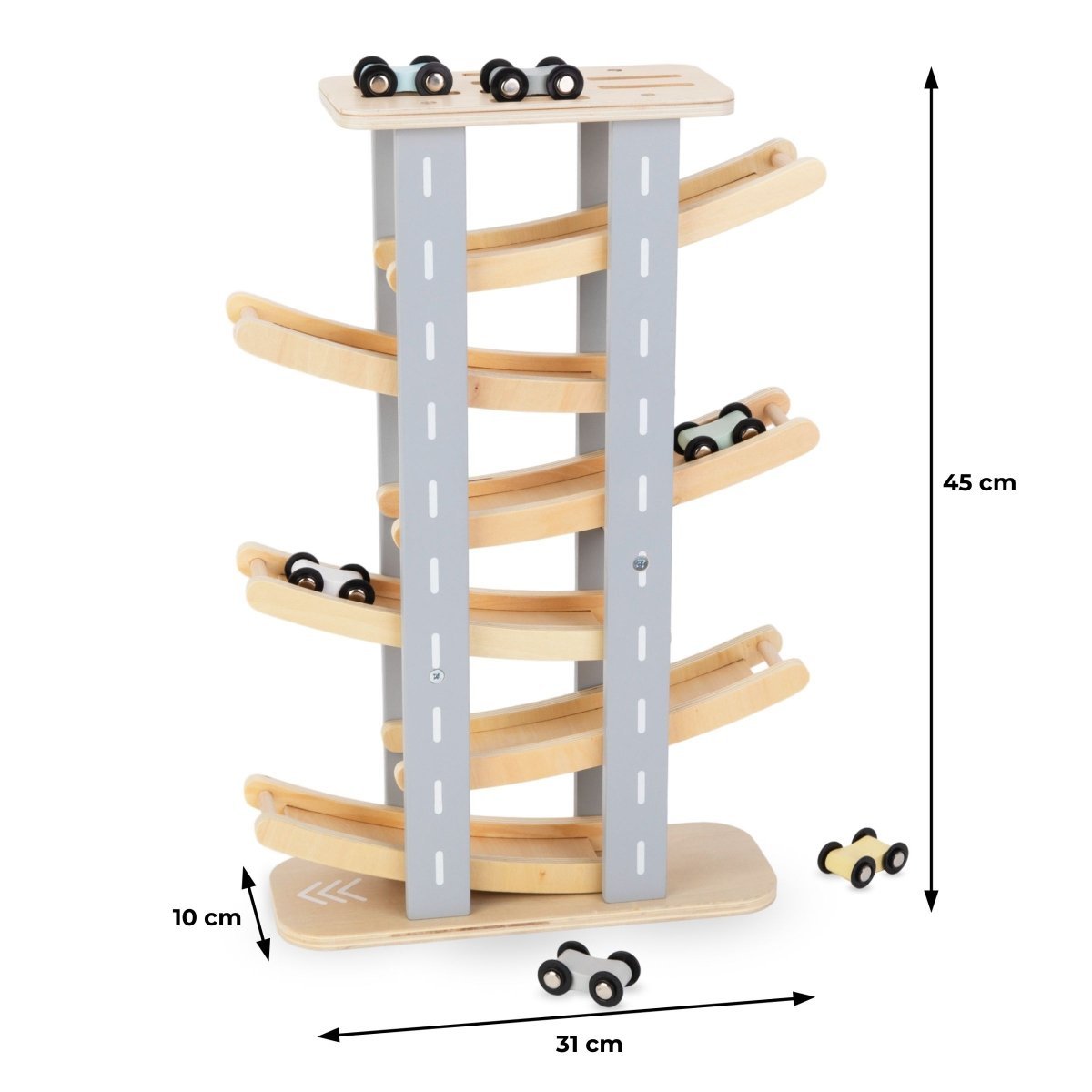 Drewniany tor - zjeżdżalnia dla aut - 6 pięter