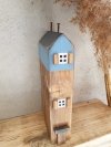 Zestaw drewnianych domków orzech/niebieski