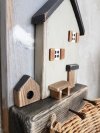 Drewniany wieszak na klucze domek z budą i ławeczką