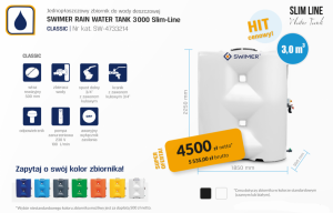 SWIMER WATER TANK 3000 Slim Line Classic biały