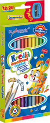 Kredki Dwustronne Trójkątne Bambino 12/24 kolory Szkolne ołówkowe
