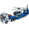 Zestaw policyjny Majorette ciężarówka Volvo z przyczepą helikopter światło i dźwięk