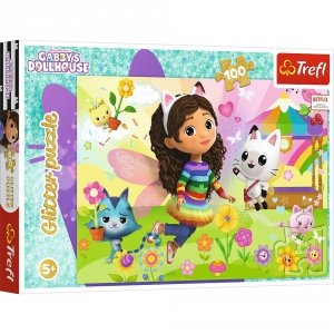 Puzzle 100 Glitter Brokatowa Gabi Koci Domek Gabby Trefl