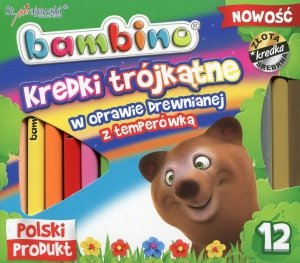 Kredki trójkątne Bambino 12 kolorów St. Majewski