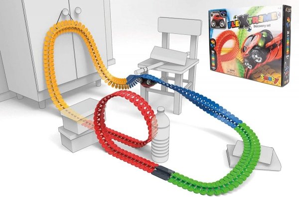 Flextreme Autko ze światłem Smoby Zółty Yellow Tor