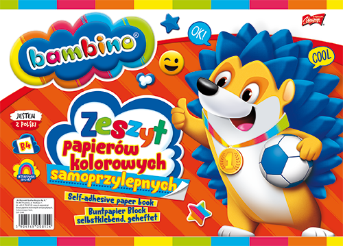 Papier kolorowy Zeszyt Papierów Samoprzylepny 8 kol Bambino