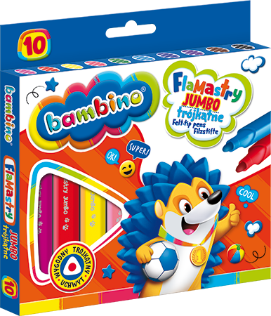 Flamastry trójkątne JUMBO Bambino 10 kolorów z wygodny trójkątny uchwyt