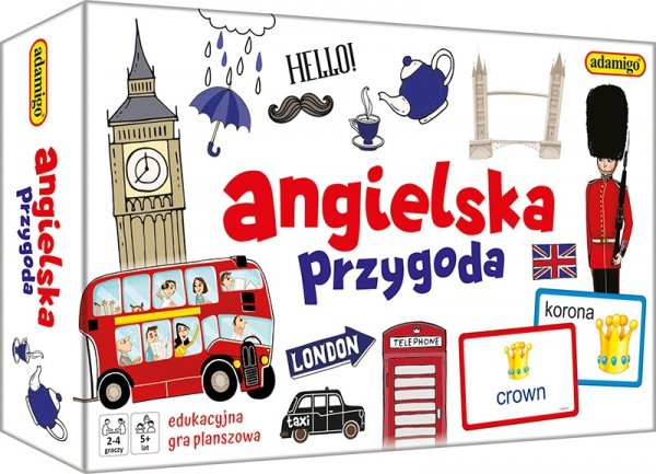  Edukacyjna gra planszowa Angielska przygoda Quiz Adamigo