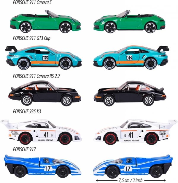 Majorette zestaw autek Porsche 5 autek