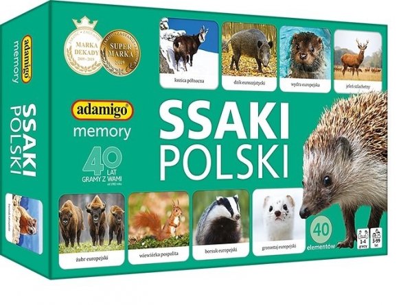 MEMORY Ssaki Polski Zwierzeta Ćwicz Pamięć Gra Adamigo 3+