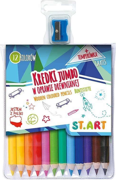 Kredki Drewniane Grube Jumbo Start 12 kolorów Jakość ST.Majewski