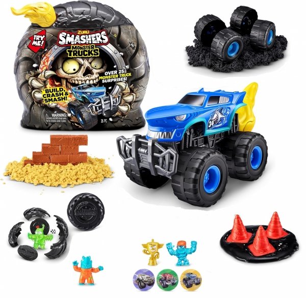 Zuru Smashers Monster Trucks Shark Speedster Auto z dźwiękiem 25 niespodzianek