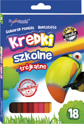 Kredki Drewniane Trójkątne Bambino 18 kolorów Szkolne ołówkowe