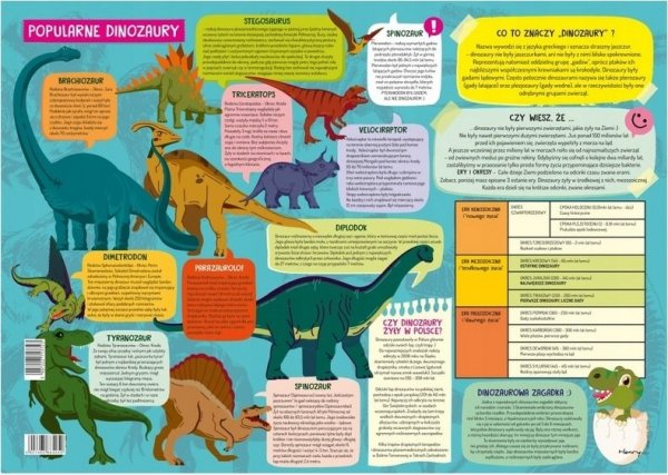Podkładka na biurko Dwustronna Dinozaury Suchościeralna