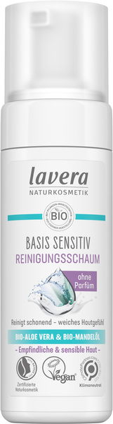 Lavera BASIS SENSITIV Pianka do mycia twarzy z bio-aloesem i bio-olejem migdałowym