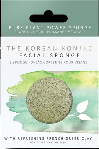 Konjac Sponge Company Gąbka Konjac z zieloną glinką do cery normalnej, mieszanej i tłustej