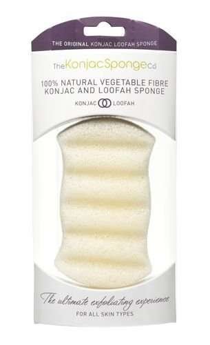 Gąbka Konjac Premium z gąbką Luffa do głębokiego oczyszczania ciała biała uniwersalna dla wszystkich typów skóry