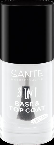 Sante Naturkosmetik Baza pod lakier do paznokci + top coat + utwardzacz 3w1