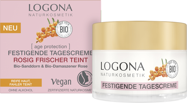 Logona AGE PROTECTION Ujędrniający krem na dzień z bio-rokitnikiem i bio różą damaceńską