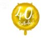 Balon foliowy okrągły złoty 40-ste urodziny 45cm