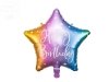 Balon foliowy gwiazdka tęczowa Happy Birthday 40cm