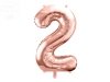 Balon foliowy cyfra 2 różowe złoto - 86 cm