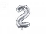 Balon foliowy Cyfra 2 - 35 cm srebrny