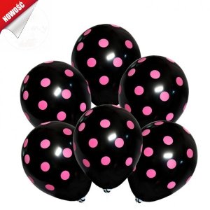 Balony czarne w różowe kropeczki