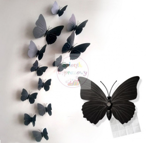 Motylki dekoracyjne 3D 12 szt czarne