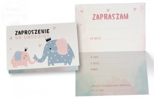 Zaproszenie na urodziny Słoniki 1 szt